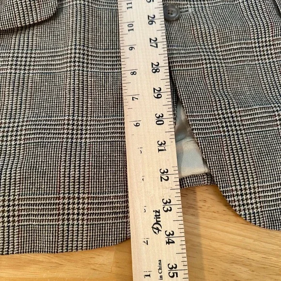 Oscar de la Renta Mens Tailored Silk‎ Wool Plaid Blazer Jacket 41 L Preppy VTG - Picture 9 of 10